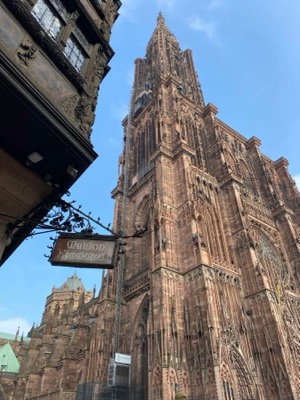 Strasbourg Cathedral against a blue sky